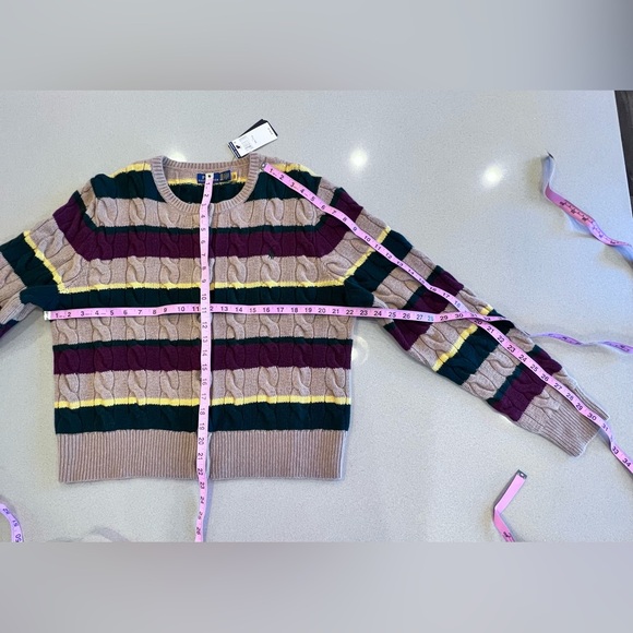 NWT Ralph Lauren Cable Knit Striped Cardigan Sweater 90% Wool 10% Cashmere SzXXL - Picture 10 of 12